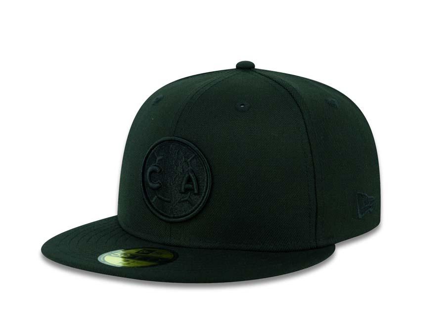 Club America New Era 59FIFTY Soccer 5950 Fitted Cap Hat All Black Crown/Visor Black Logo