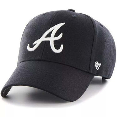 Atlanta Braves '47 Brand MLB MVP Adjustable Cap Hat Dark Navy Crown/Visor White Logo