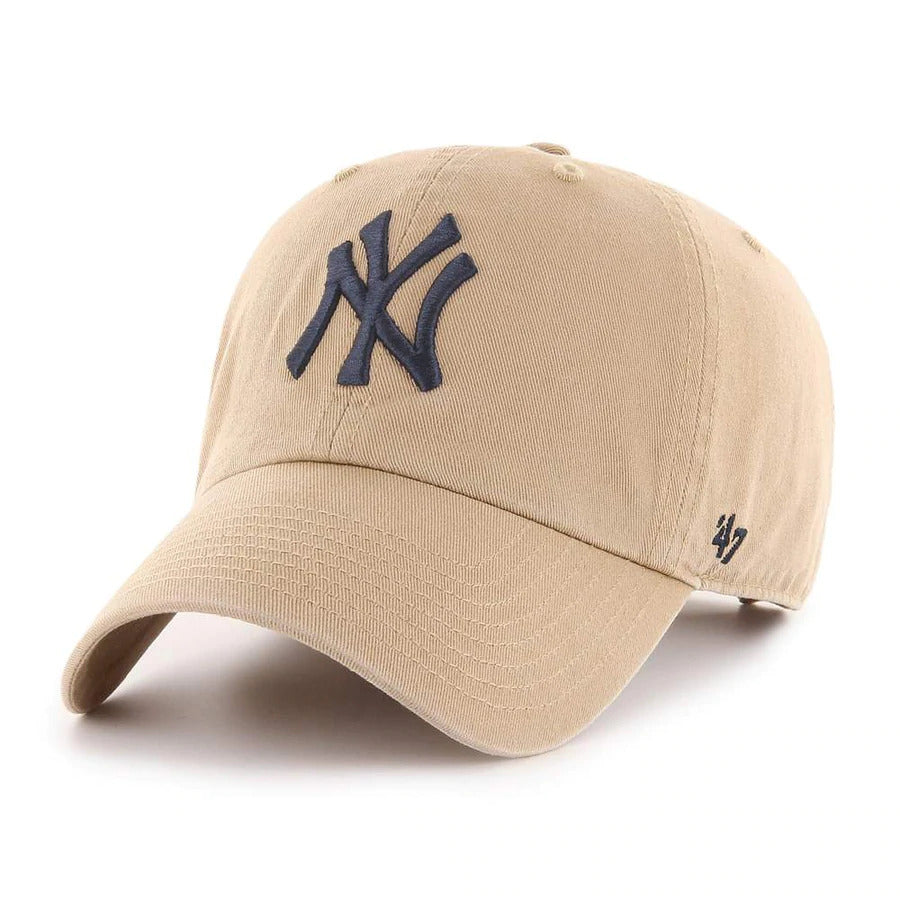 New York Yankees '47 MLB Clean Up Adjustable Cap Hat Khaki Crown/Visor Navy Logo