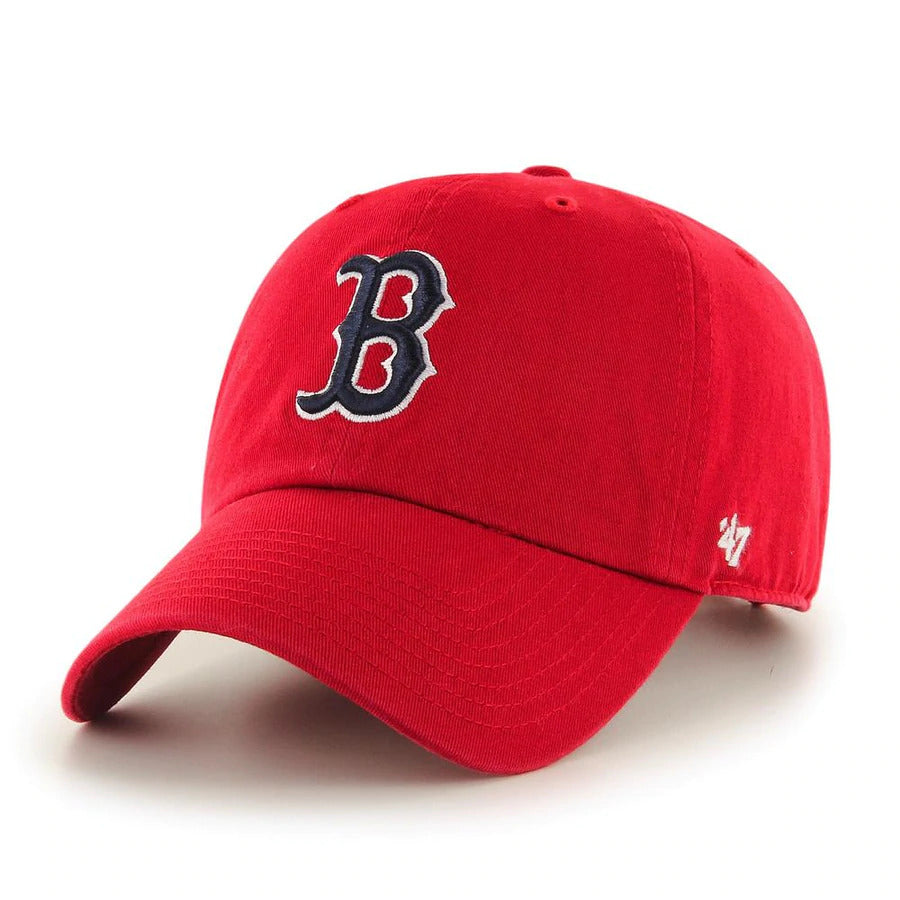 Boston Red Sox '47 MLB Clean Up Adjustable Cap Hat Red Crown/Visor Black/White Logo 