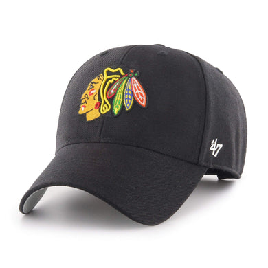 Chicago Blackhawks '47 NHL MVP Adjustable Cap Hat Black Crown/Visor Team Color Logo 