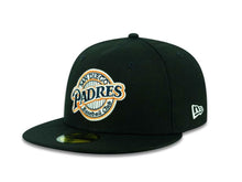 Load image into Gallery viewer, San Diego Padres New Era MLB 59FIFTY 5950 Fitted Cap Hat Black Crown/Visor Navy/White/Orange Retro Logo
