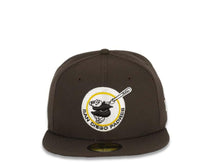 Load image into Gallery viewer, San Diego Padres New Era MLB 59FIFTY 5950 Fitted Cap Hat Black Crown/Visor Brown/White/Yellow Retro Logo
