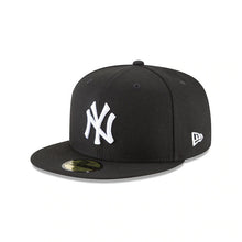 Load image into Gallery viewer, (Youth) New York Yankees New Era MLB 59FIFTY 5950 Fitted Cap Hat Black Crown/Visor White Logo 
