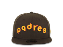 Load image into Gallery viewer, San Diego Padres New Era MLB 59FIFTY 5950 Fitted Cap Hat Brown Crown/Visor Yellow/Orange/Brown Script/Text Logo
