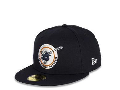 San Diego Padres New Era MLB 59Fifty 5950 Fitted Cap Hat Navy Crown/Visor Navy/White/Orange Friar Logo