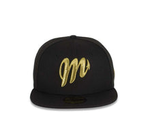 Load image into Gallery viewer, Diablos Rojos del Mexico New Era 59FIFTY 5950 Fitted Cap Hat Black Crown/Visor Metallic Gold Logo
