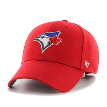 Load image into Gallery viewer, Toronto Blue Jays &#39;47 MLB MVP Adjustable Cap Hat Red Crown/Visor Team Color Logo 
