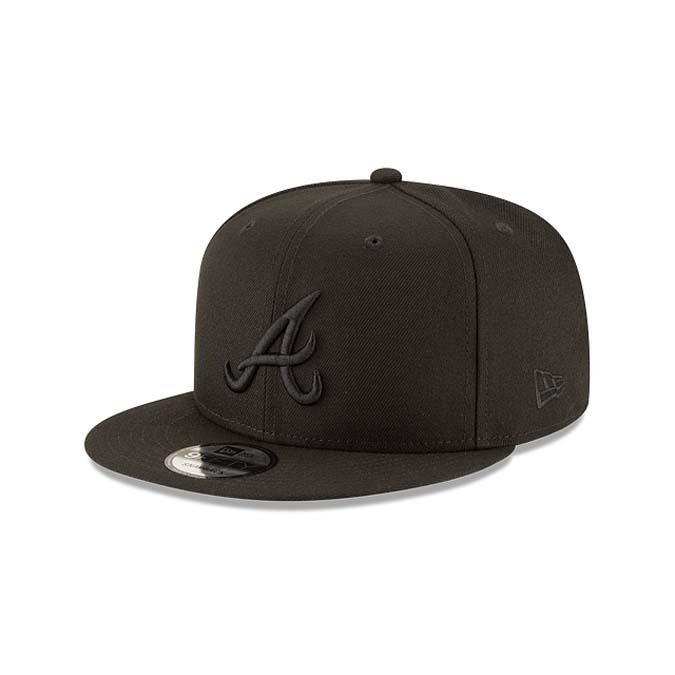 Atlanta Braves New Era MLB 9FIFTY 950 Snapback Cap Hat All Black Crown/Visor Black Logo