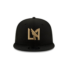 Load image into Gallery viewer, LAFC New Era MLS 9Fifty 950 Snapback Cap Hat Black Crown/Visor Metallic Gold Logo
