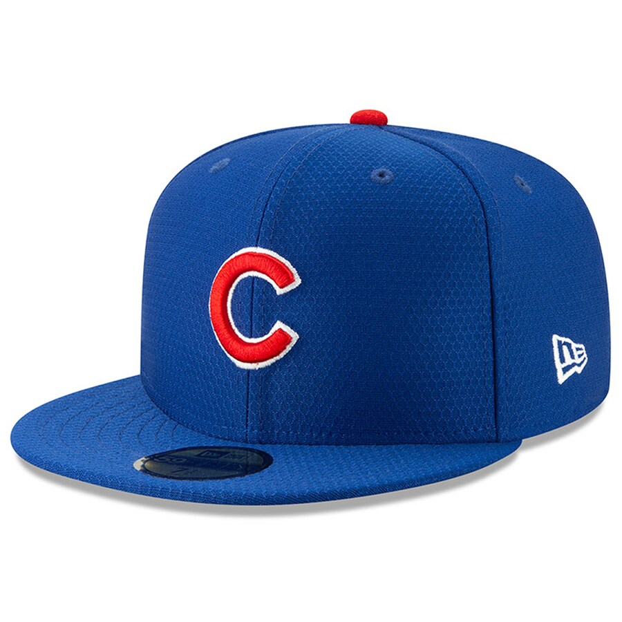 Chicago Cubs New Era MLB 59FIFTY 5950 Fitted Cap Hat Royal Blue Crown/Visor Team Color Logo (2019 Batting Practice)