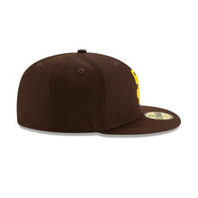 Load image into Gallery viewer, (Youth/Adult) San Diego Padres New Era MLB 59FIFTY 5950 Fitted Onfield Cap Hat Team Color Dark Brown Crown/Visor Yellow Logo
