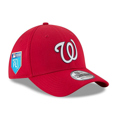 Washington Nationals New Era MLB 39THIRTY 3930 Flexfit Cap Hat Team Color Red  Crown/Visor White/Navy Logo Training Camp 2018