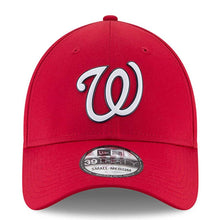 Load image into Gallery viewer, Washington Nationals New Era MLB 39THIRTY 3930 Flexfit Cap Hat Team Color Red  Crown/Visor White/Navy Logo Training Camp 2018

