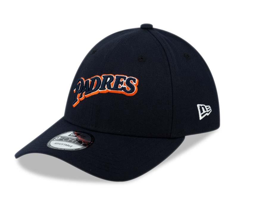 San Diego Padres New Era MLB 9FORTY 940 Adjustable Cap Hat Navy Crown/Visor Navy/White/Orange Script Logo