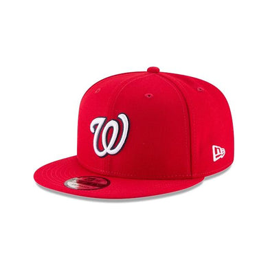Washington Nationals New Era MLB 9FIFTY 950 Snapback Cap Hat Team Color Red Crown/Visor White/Navy Logo