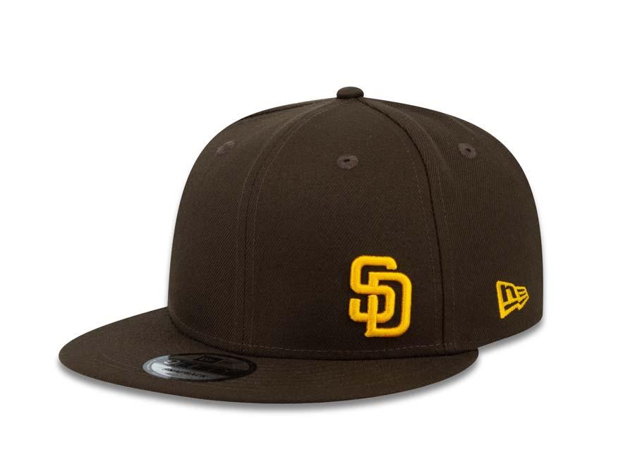 San Diego Padres New Era MLB 9FIFTY 950 Snapback Cap Hat Brown Crown/Visor Yellow Flawless Logo 