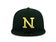 Load image into Gallery viewer, Mayos de Navojoa New Era 59FIFTY 5950 Fitted Cap Hat Black Crown/Visor Metallic Gold Logo
