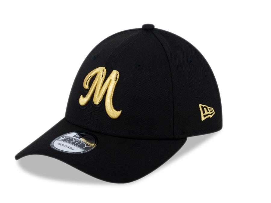 Mexico Carribean Serie New Era 9FORTY 940 Adjustable Cap Hat Black Crown/Visor Metallic Gold Logo