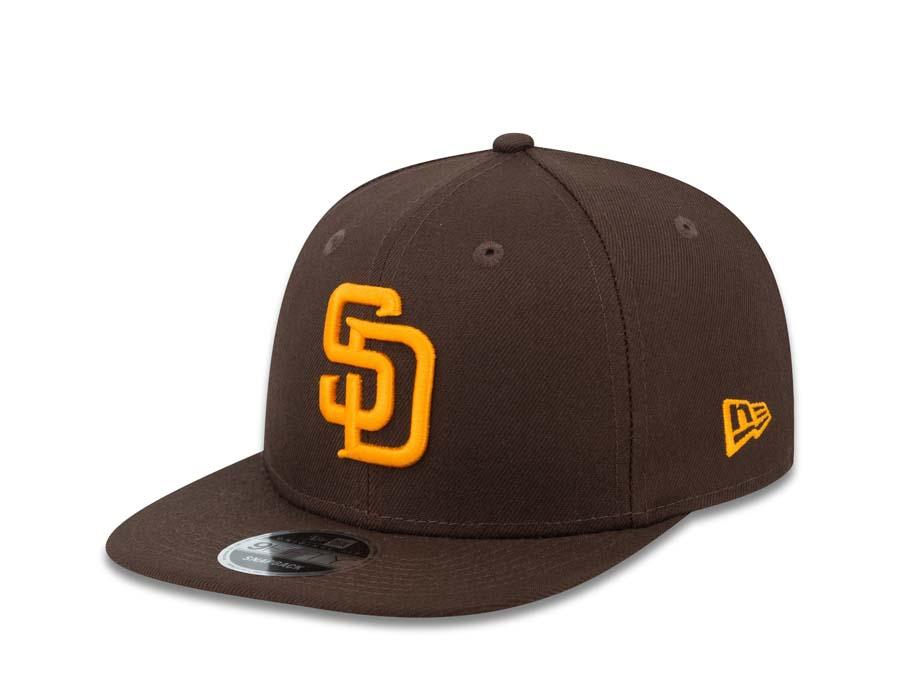 San Diego Padres New Era MLB 9FIFTY 950 Original Fit Snapback Cap Hat Brown Crown/Visor Yellow Logo