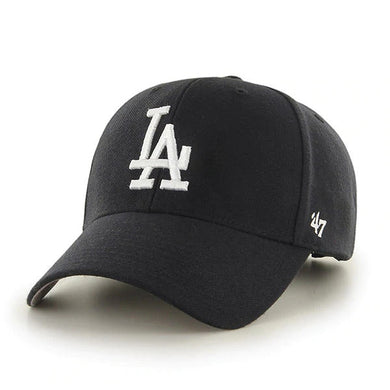 Los Angeles Dodgers '47 Brand MLB MVP Adjustable Cap Hat Black Crown/Visor White Logo 