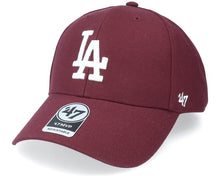 Load image into Gallery viewer, Los Angeles Dodgers &#39;47 MLB MVP Adjustable Cap Hat Cardinal Crown/Visor White Logo 
