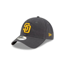 Load image into Gallery viewer, San Diego Padres New Era MLB Cap Hat Graphite Crown/Visor Yellow Logo
