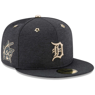 Detroit Tigers New Era MLB 59FIFTY 5950 Fitted Cap Hat Black Crown/Visor Metallic Gold Logo 2017 All-Star Game Side Patch