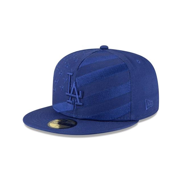 Los Angeles Dodgers New Era MLB 59FIFTY 5950 Fitted Cap Hat Navy Crown/Visor Navy Logo Wave