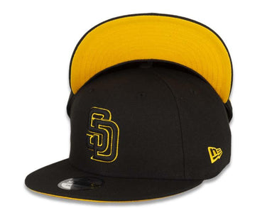 San Diego Padres New Era MLB 9Fifty 950 Snapback Cap Hat Black Crown/Visor Black/Gold Logo Gold UV