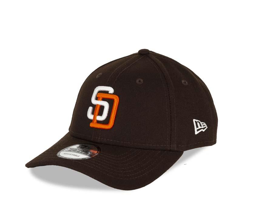 San Diego Padres New Era MLB 9FORTY 940 Adjustable Cap Hat Dark Brown Crown/Visor White/Orange Logo