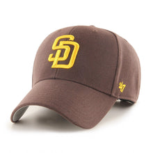 Load image into Gallery viewer, San Diego Padres &#39;47 MLB MVP Adjustable Cap Hat Brown Crown/Visor Yellow Logo 
