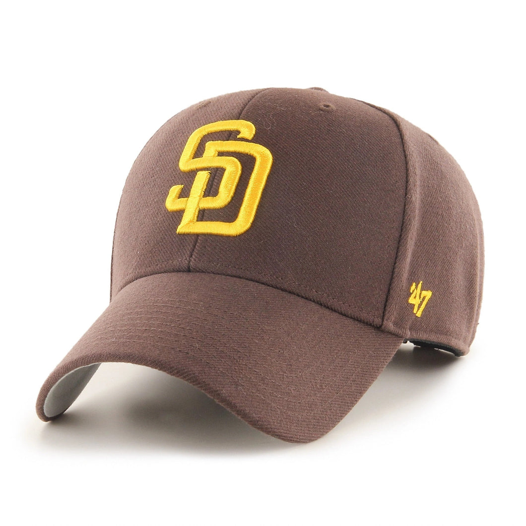 San Diego Padres '47 MLB MVP Adjustable Cap Hat Brown Crown/Visor Yellow Logo 