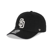 Load image into Gallery viewer, San Diego Padres &#39;47 Brand MLB Clean Up Adjustable Cap Hat Black Crown/Visor White Logo
