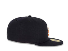 Load image into Gallery viewer, New Era MLB 59Fifty 5950 Fitted San Diego Padres Cap Hat Navy Crown White/Orange Logo 1998 World Series Side Patch Black UV
