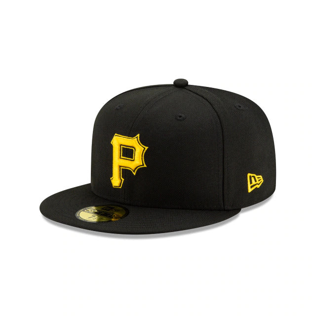 Pittsburgh Pirates New Era MLB 59FIFTY 5950 Fitted Cap Hat Black Crown/Visor Yellow/Black/Yellow Logo 