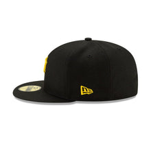 Load image into Gallery viewer, Pittsburgh Pirates New Era MLB 59FIFTY 5950 Fitted Cap Hat Black Crown/Visor Yellow/Black/Yellow Logo 
