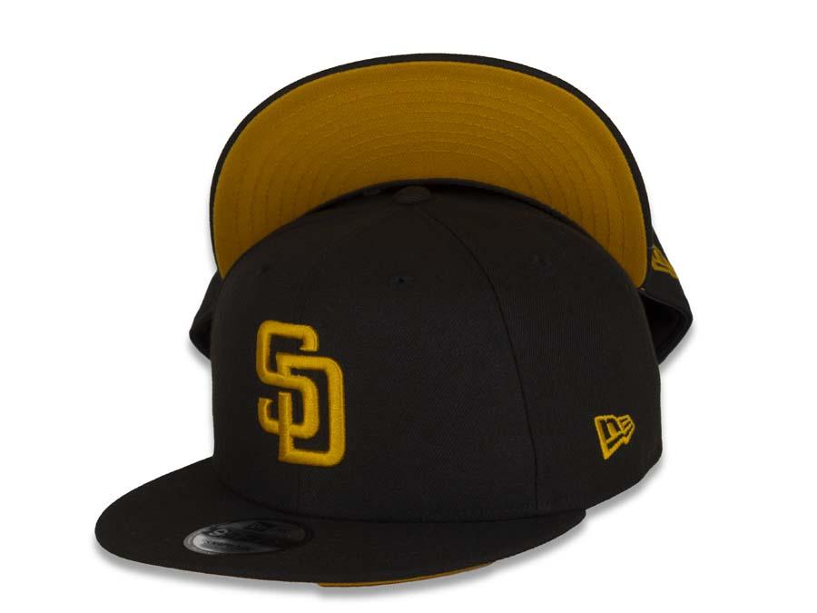 San Diego Padres New Era MLB 9FIFTY 950 Snapback Cap Hat Black Crown/Visor Yellow Logo