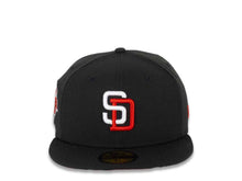 Load image into Gallery viewer, San Diego Padres New Era MLB 59FIFTY 5950 Fitted Cap Hat Black Crown/Visor White/Red Logo 1992 All-Star Game Side Patch Red UV
