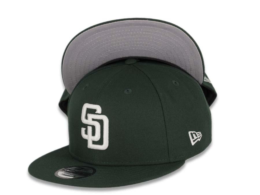San Diego Padres New Era MLB 9FIFTY 950 Snapback Cap Hat Dark Green Crown/Visor White Logo