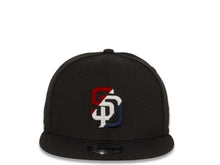 Load image into Gallery viewer, New Era MLB 9Fifty 950 Snapback San Diego Padres Cap Hat Black Crown Red/White/Navy Tricolor Logo Black UV
