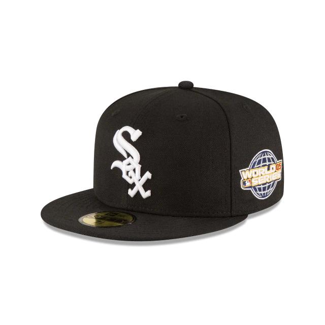 Chicago White Sox New Era MLB 59Fifty 5950 Fitted Cap Hat Black Crown/Visor Team Color Logo with World Series 2005 Side Patch