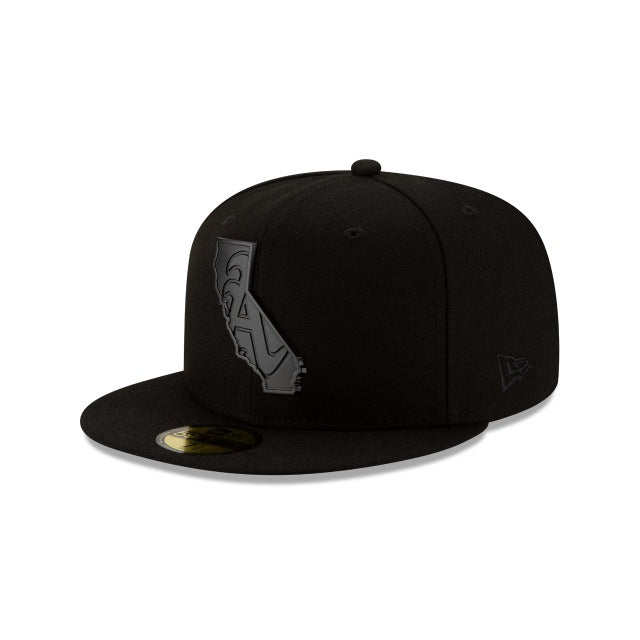 Oakland Athletics New Era MLB 59FIFTY 5950 Fitted Cap Hat Black Crown/Visor Black Logo Inside California State Map