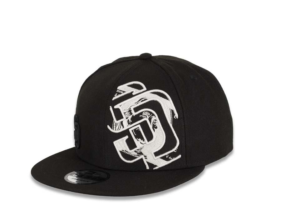 San Diego Padres New Era MLB 9FIFTY 950 Snapback Cap Hat Black Crown/Visor Black/White Logo C-Note