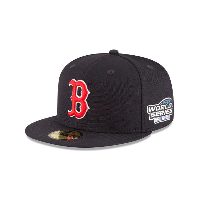 Boston Red Sox New Era MLB 59Fifty 5950 Fitted Cap Hat Team Color Navy Crown/Visor Red/White Logo 2004 World Series Side Patch Gray UV
