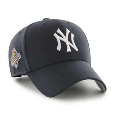 New York Yankees '47 Brand MLB MVP Adjustable Snapback Closure Cap Hat Team Color Navy Crown/Visor White Logo 1996 World Series Side Patch Gray UV