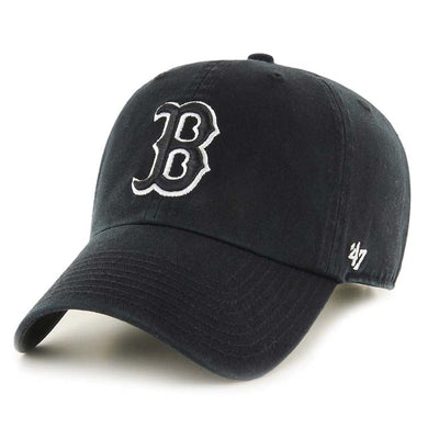 Boston Red Sox '47 Brand MLB Clean Up Adjustable Cap Hat Black Crown/Visor Black/White Logo Pink UV