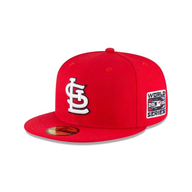 St. Louis Cardinals New Era MLB 59Fifty 5950 Fitted Cap Hat Red Crown/Visor Team Color Logo with World Series 2006 Side Patch