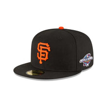 Load image into Gallery viewer, San Francisco Giants New Era MLB 59Fifty 5950 Fitted Cap Hat Team Color Black Crown/Visor Orange Logo 2002 World Series Side Patch Gray UV
