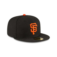 Load image into Gallery viewer, San Francisco Giants New Era MLB 59Fifty 5950 Fitted Cap Hat Team Color Black Crown/Visor Orange Logo 2002 World Series Side Patch Gray UV
